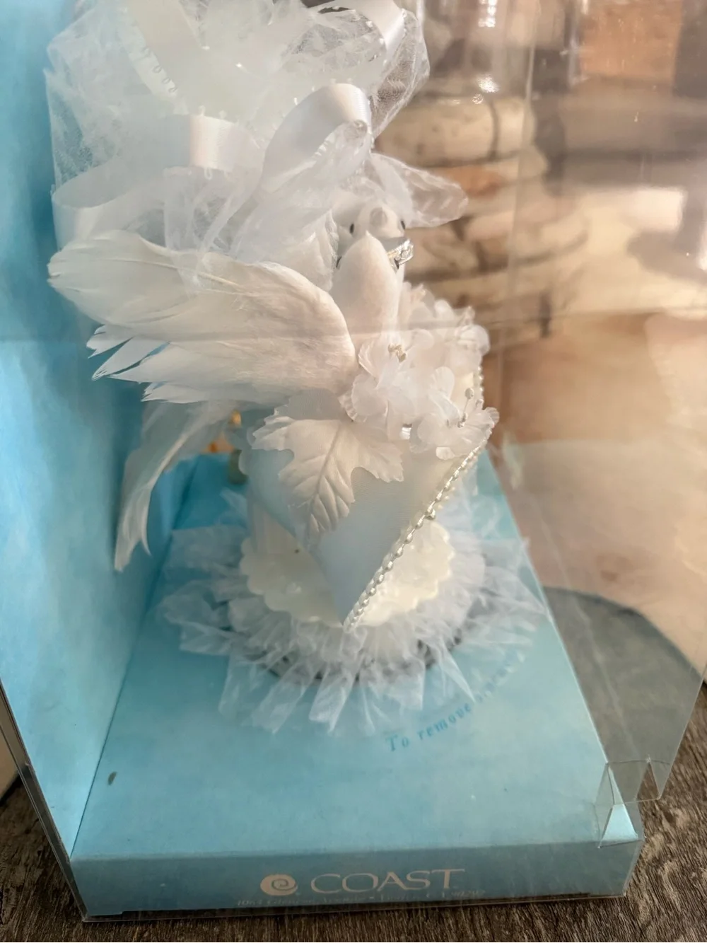 Vintage Coast Novelty Love Birds White Wedding Bell Cake Topper with Doves